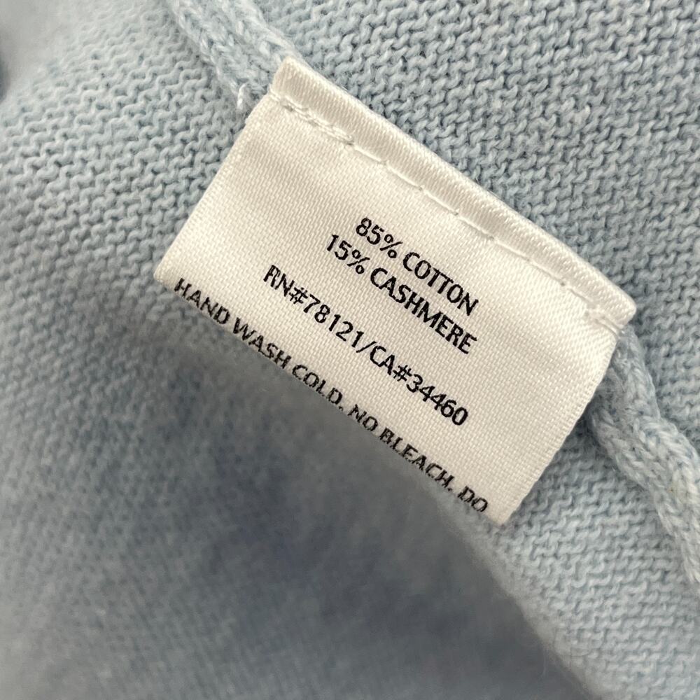 EILEEN FISHER Cardigan XL Cotton Cashmere Open Front Sweater Pockets Light Blue - Picture 10 of 13